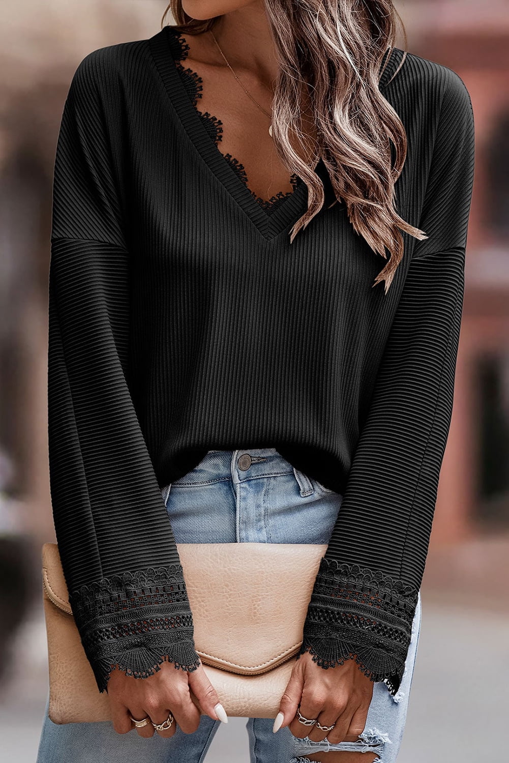 Elegant Lace V-neck Top