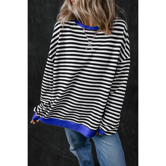 Ahlaray Elevate Your Casual Style with Striped Oversized Pullover