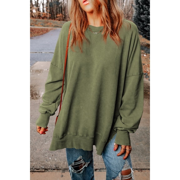 Ahlaray Luxe Drop Shoulder Oversized Crewneck Pullover - Versatile Daily Wear!