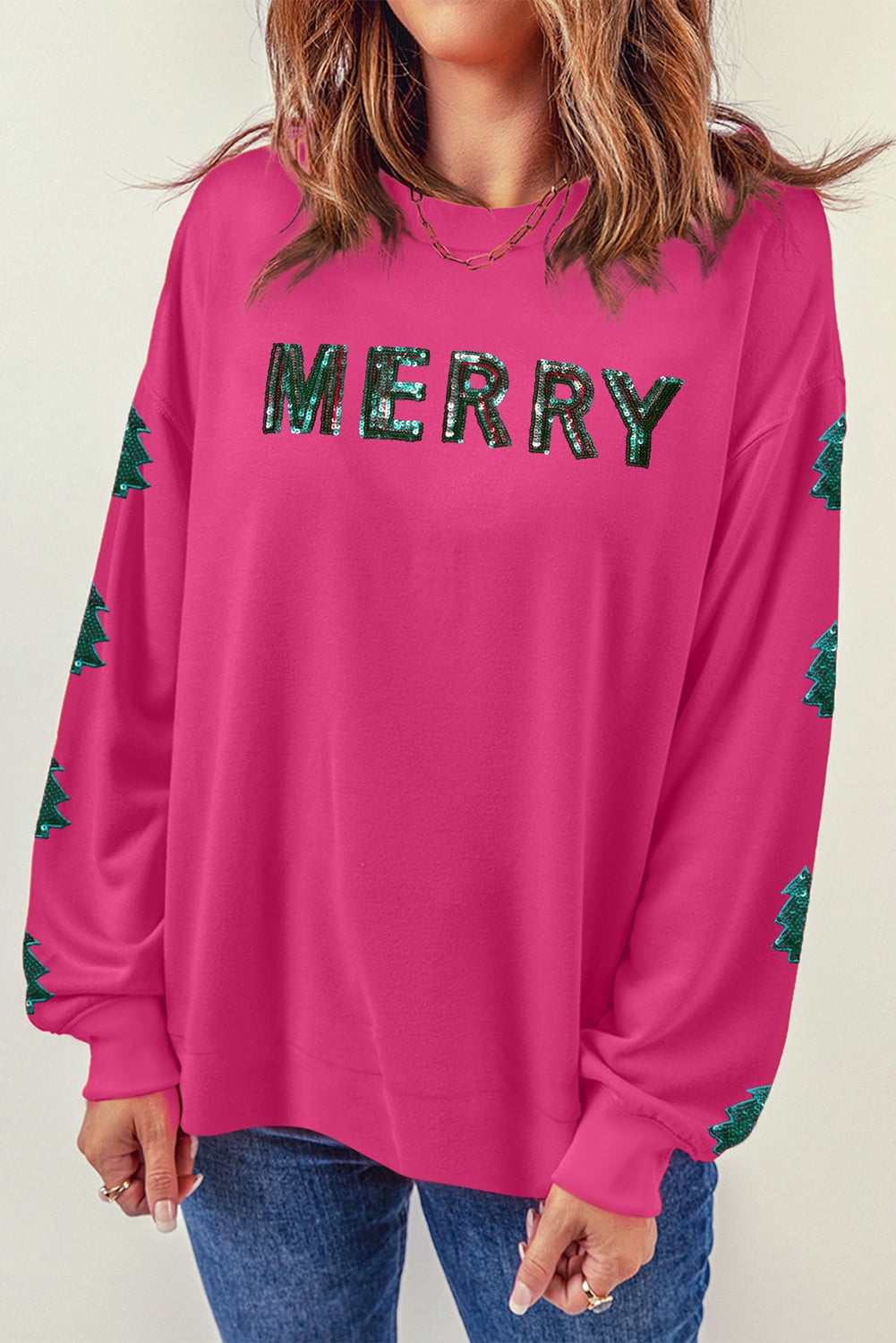 Lily White Xmas Sequin Puff Long Sleeve Shirt main image 0
