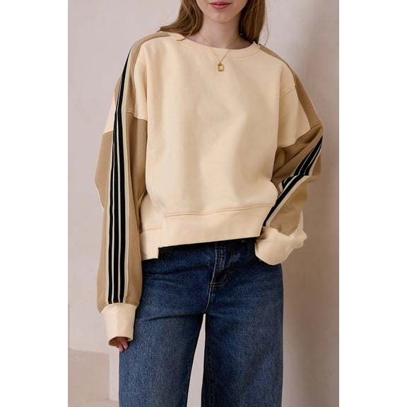 Ahlaray Stylish Beige Drop Shoulder Sweatshirt | Cozy & Trendy