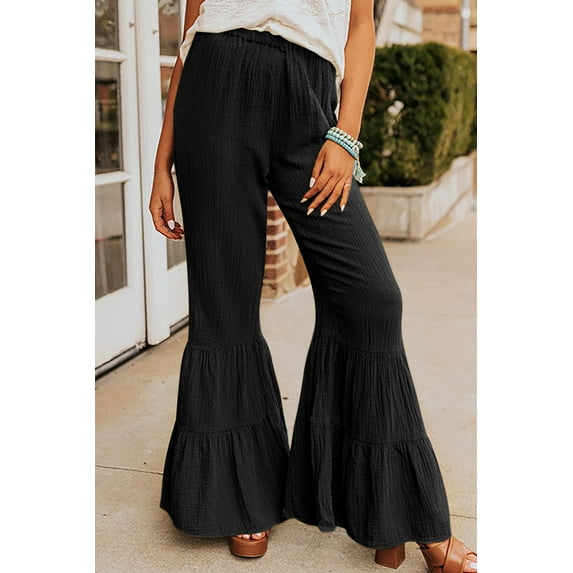 Ahlaray Stylish Black Ruffle Bell Bottoms: Elevate Your Wardrobe!