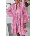 thumbnail image 1 of Ahlaray Wild Leopard Print, Comfortable Loose Fit - Bright Pink Long Sleeve Mini Dress, 1 of 8