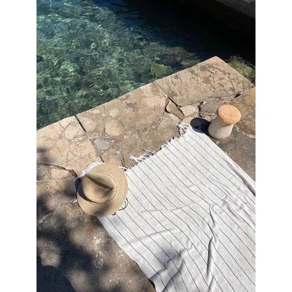 Boho Picnic Blanket, Striped Beach Towel, Black Striped Throw, Neutral Turkish Towel, Minimal Soft Blanket, Cream Towel, Housewarming Gift