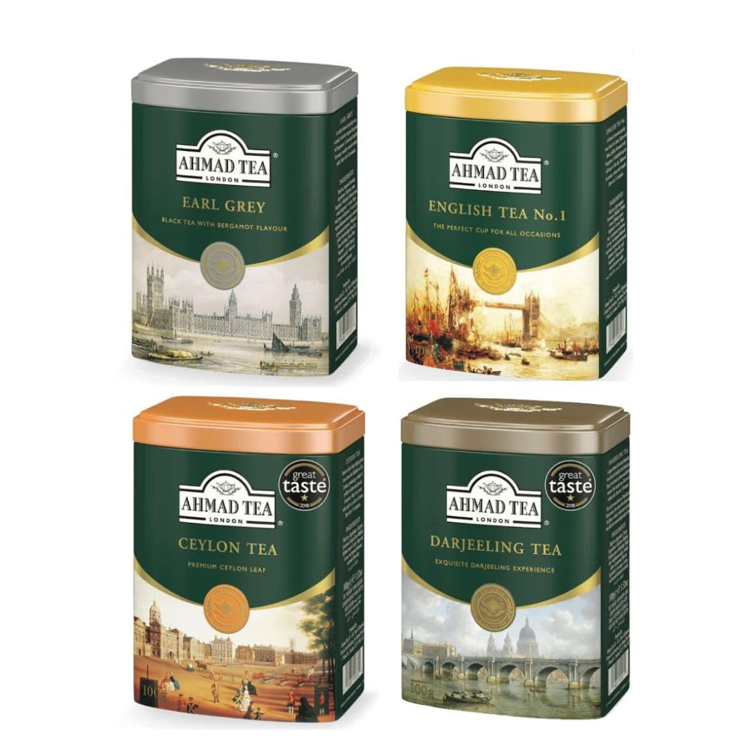 Ahmad Black Loose Leaf Tea Variety Pack With Earl Grey, English Tea No