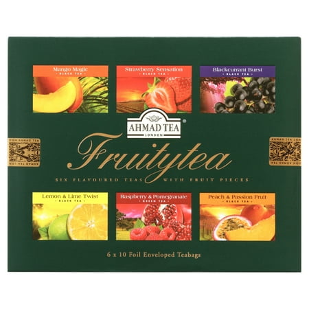 Ahmad Tea, Assorted Variety Sampler Pack, Fruity Black and Green Tea, 10 flavors, 60 teabags, 3.7 oz