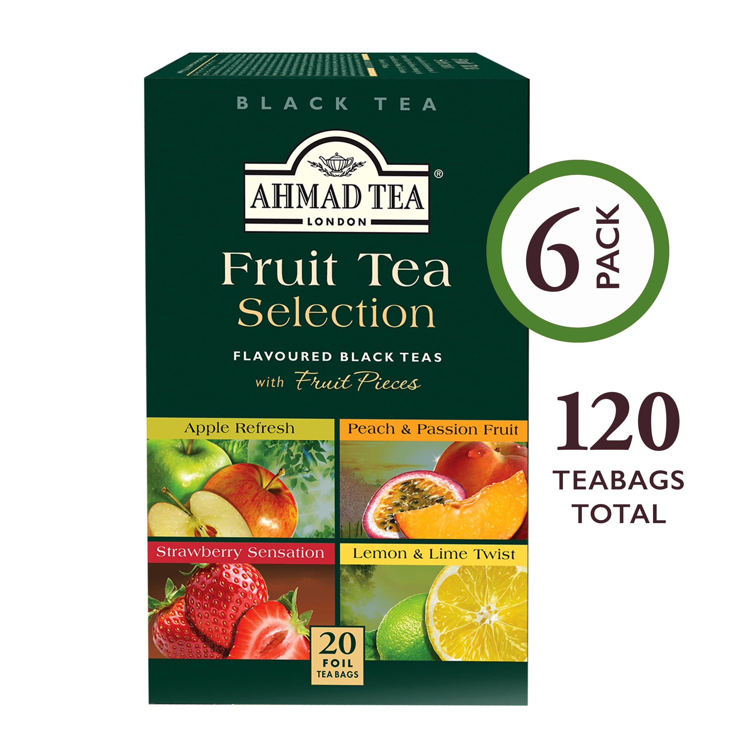 Ahmad Tea Fruit Tea Selection Variety Pack Black Tea Bags, 120 Ct (6 Boxes  of 20) 