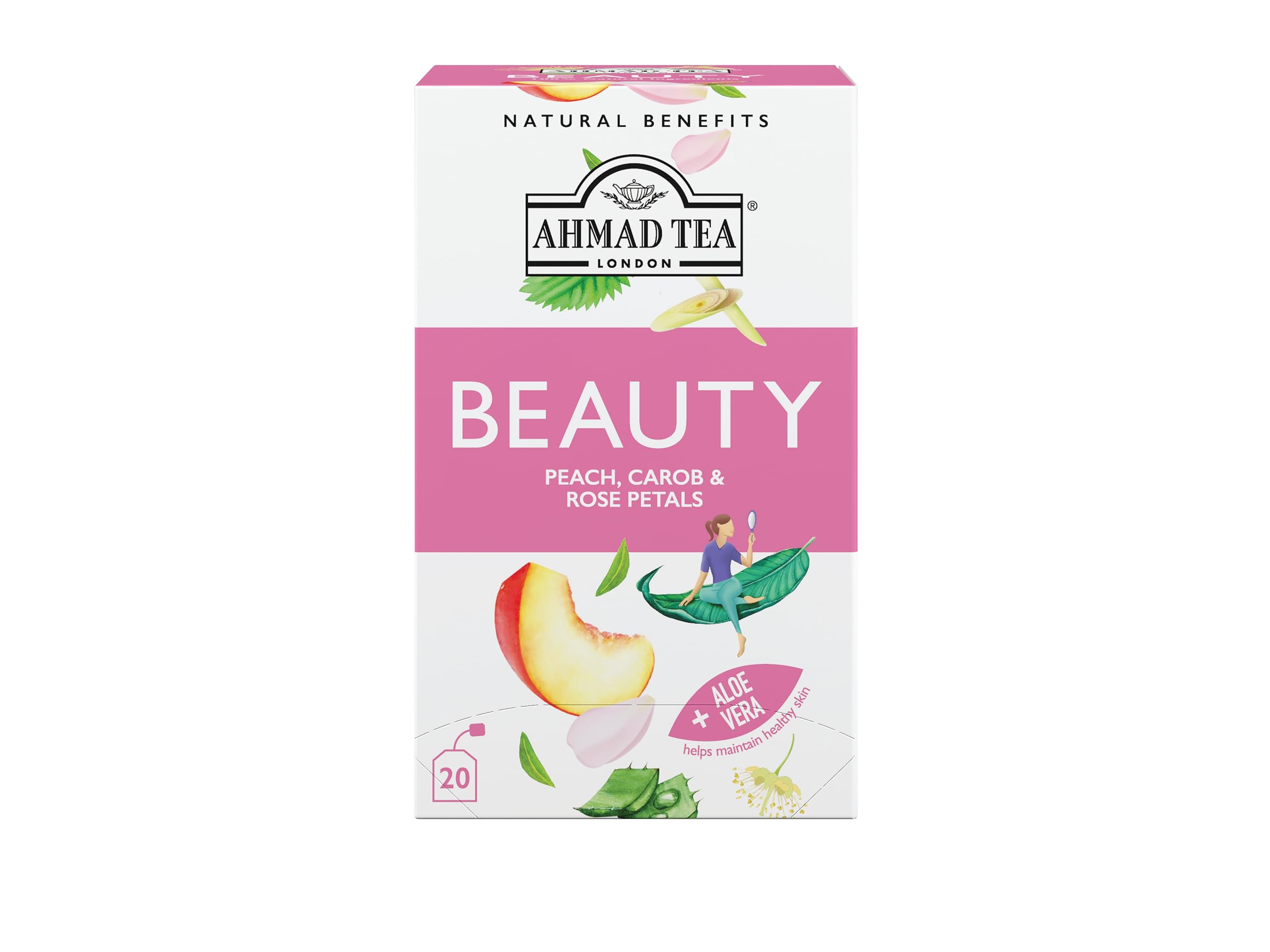 Ahmad Tea Herbal Tea Bags - Camomile, Honey & Vanilla, Decaf, Sugar-Free, 20 Count (Pack Of 6)