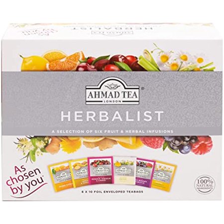 Ahmad Tea Herbalist Variety Gift Box, 60 Foil Enveloped Teabags