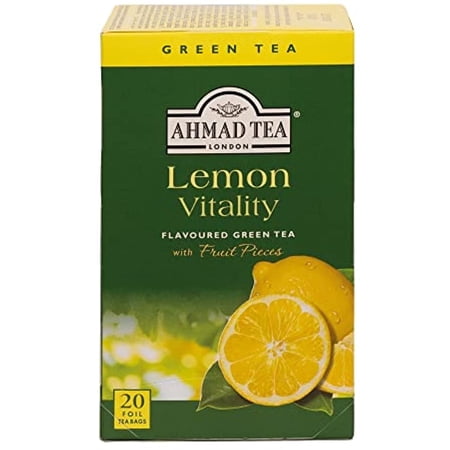 Ahmad Tea Lemon Green Tea, 20-Count Boxes (Pack Of 6)