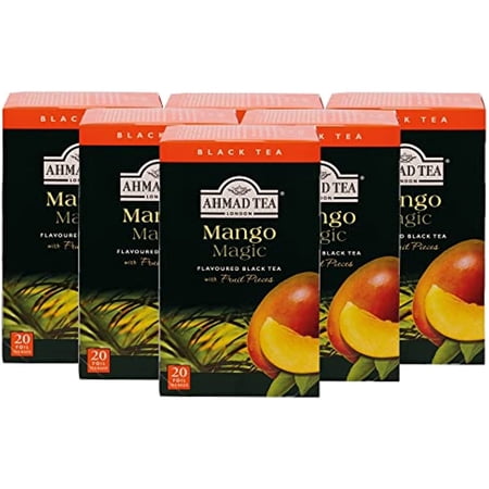 Ahmad Tea Mango Magic Black Tea, 20-Count Boxes (Pack Of 6)