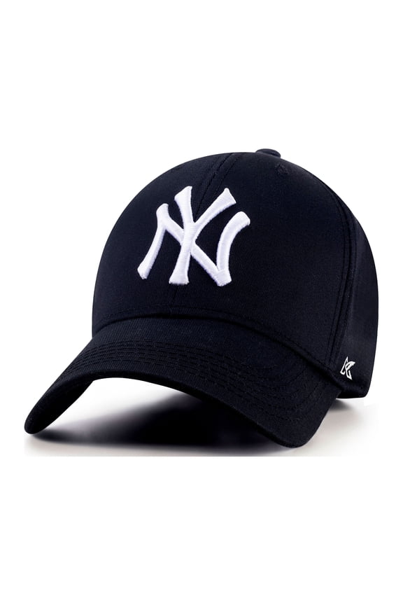 New York City Baseball Cap Hat for Men and Women, Adjustable Pure Cotton, Buckle Up, One Size Fitted All, Black & White Embroidery NY City Hat Cap