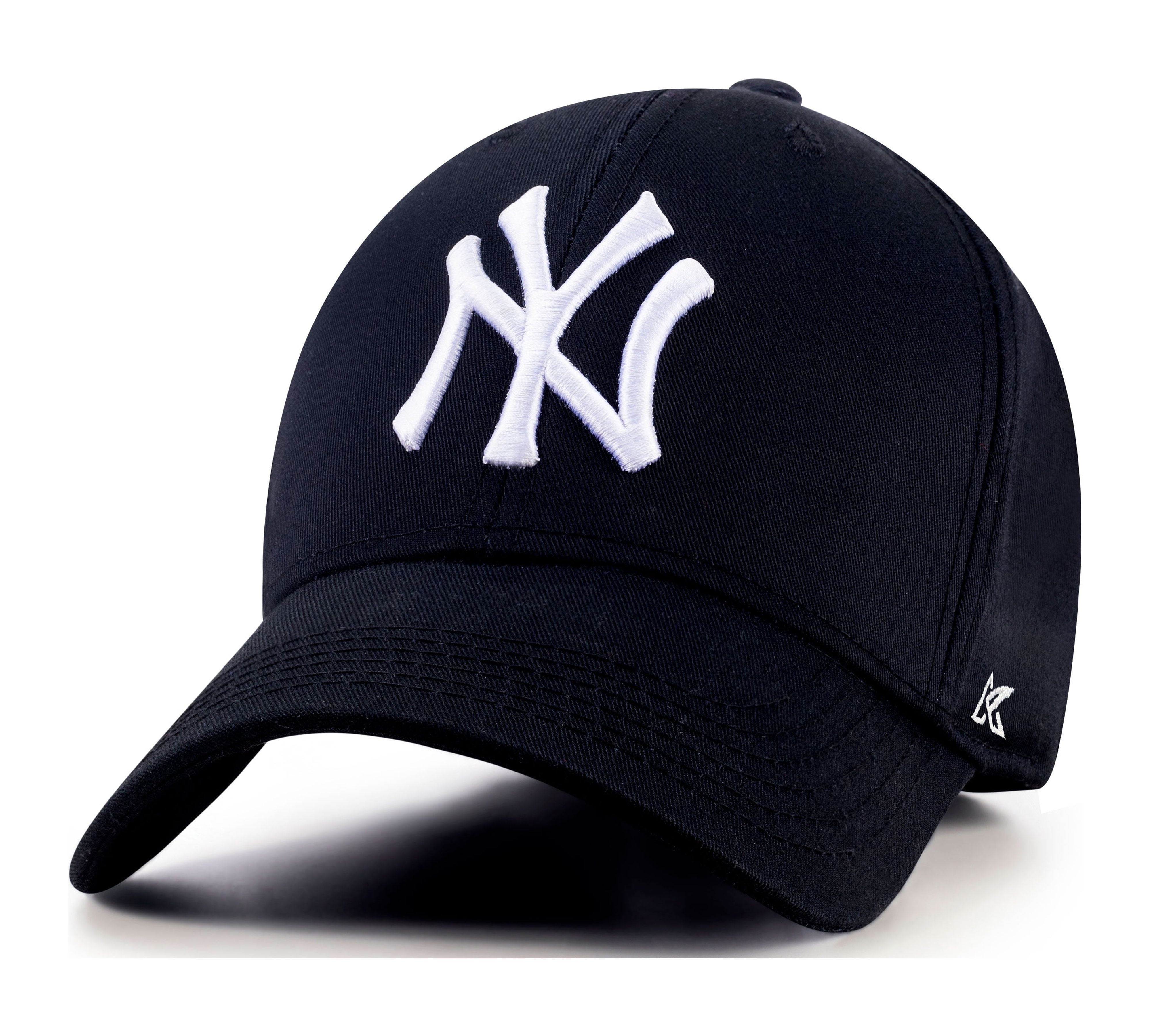 New York City Baseball Cap Hat for Men and Women, Adjustable Pure Cotton, Buckle Up, One Size Fitted All, Black & White Embroidery NY City Hat Cap
