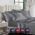 thumbnail image 1 of Ahmedani Linen 6 Pieces Satin Sheet Queen-Size Duvet Cover Adult Bed Set 4 Pillowcases - Grey, 1 of 9