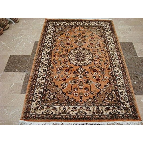 Ahmedani Linen Awesome Floral Medallion Hand Knotted Home Decor Living Room & Bedroom Oriental Adult Area Rug Wool Silk Carpet (6 x 4)'