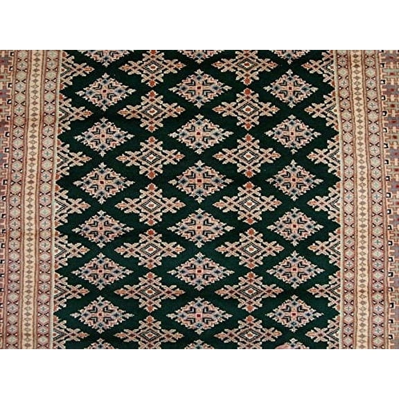 Ahmedani Linen Awesome Green Jaldar Abstract Adult Area Rug Indoor Home Decor Hand Knotted Wool Silk Carpet (8 x 5) Foot