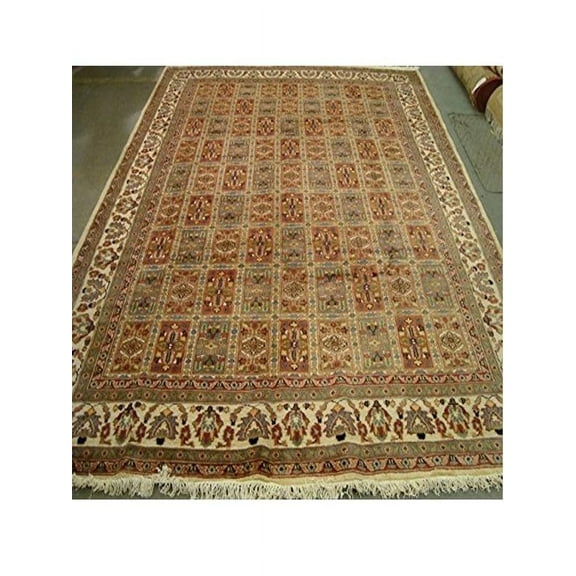 Ahmedani Linen Bakhtiari Pestal Flower All Over Area Rug Wool Silk Hand Knotted Indoor Carpet (11.2 x 8.5) Foot