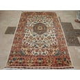 thumbnail image 1 of Ahmedani Linen Exclusive Ivory Medallion Designed Any Room Rectangle Area Rugs Hand Knotted Wool Silk Indoor Carpet (6 x 4)', 1 of 9