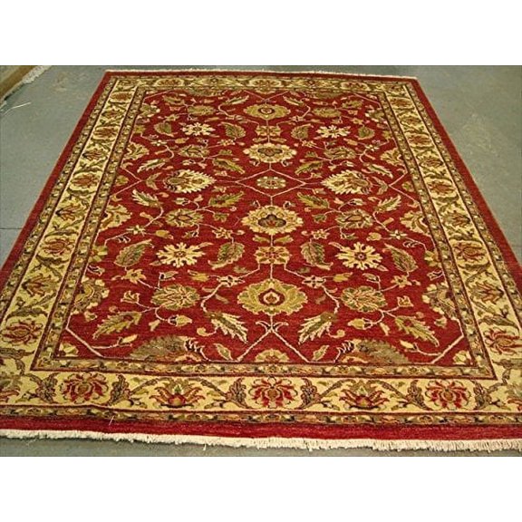 Ahmedani Linen Exclusive Rare Chobi Mahal Zeigler Vege Dyed Traditional Living Room or Bedroom Area Rug Hand Knotted Carpet (9.7 x 7.11)'