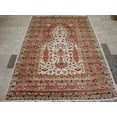 thumbnail image 1 of Ahmedani Linen Jhoomar Mehrab Floral Vase Guldasta Hand Knotted Adult Indoor Home Living Room or Bedroom Rug Wool Silk Carpet (8 x 5)', 1 of 9