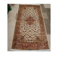thumbnail image 1 of Ahmedani Linen Live Ivory Medallion Flowers Rectangle Any Room Home Decor Area Rug Hand Knotted Wool Silk Floor Carpet (6 x 4)', 1 of 8