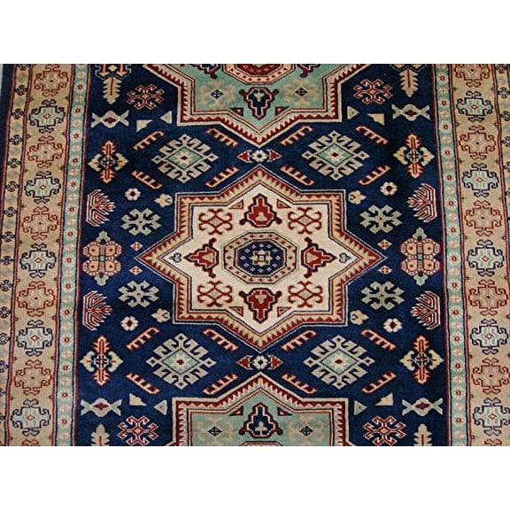 Ahmedani Linen Super Shirvan Kuba Fine Caucasion Geometric Hand Knotted Adult Any Room Indoor Rug Carpet (6 x 4)'