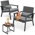 thumbnail image 1 of Ahomly 3-Piece Wicker Small Outdoor Patio Furniture Set with Glass Table for Balcony, Porch, and Garden (Gray), 1 of 8