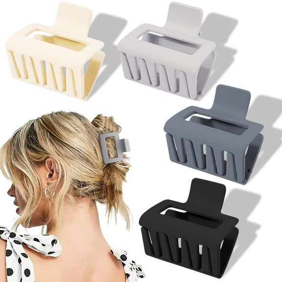 Ahoney 4 Pack Claw Clips for Thin Hair 2" Matte Hair Clips Black Hair Claw Clips Small Claw Clips Medium Claw Clips Hair Clips for Thick Hair Clips for Women (Cool style)