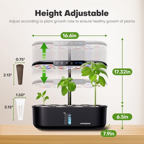 Ahopegarden Hydroponics Growing System Kit - 12 Pods Indoor Herb Garden with Smart Detection