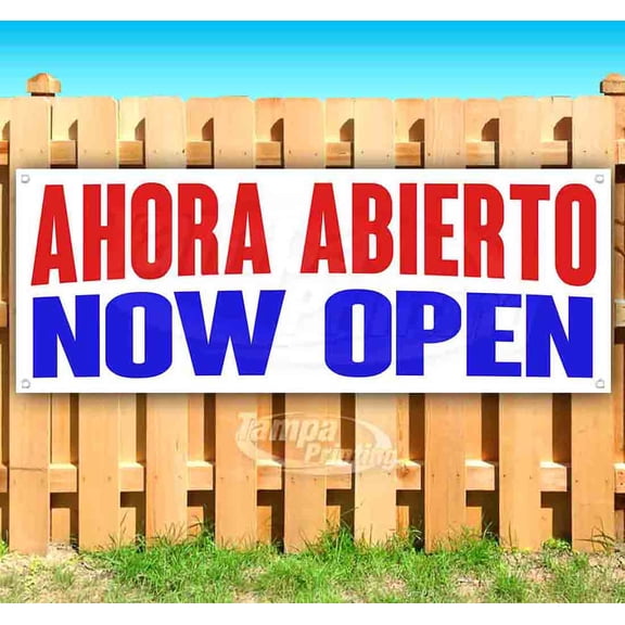 Ahora Abierto Now Open 13 oz Vinyl Banner With Metal Grommets