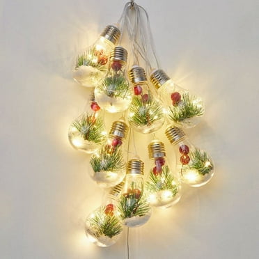 Ahosoon Christmas Snow Globe LED String Lights for Bedroom Indoor Decorations,Battery Operated Hanging Xmas Tree Lights ,Tree & Snow in 10 Bulbs,Outdoor for Home Garden Patio Wedding Party, 13FT