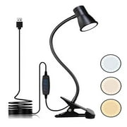 Ahosoon Reading light Desk Lamp LED Clip Light Eye Protection Dimmable LED Clamp Desk Lamp 3 Light Color Modes for All Ages