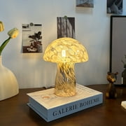 Ahosoon Table Lamp Glass Lamp Mushroom lamp Nightstand Glass Lamp Cozy Ambient Night Light Retro Style Glass Mushroom Lamp