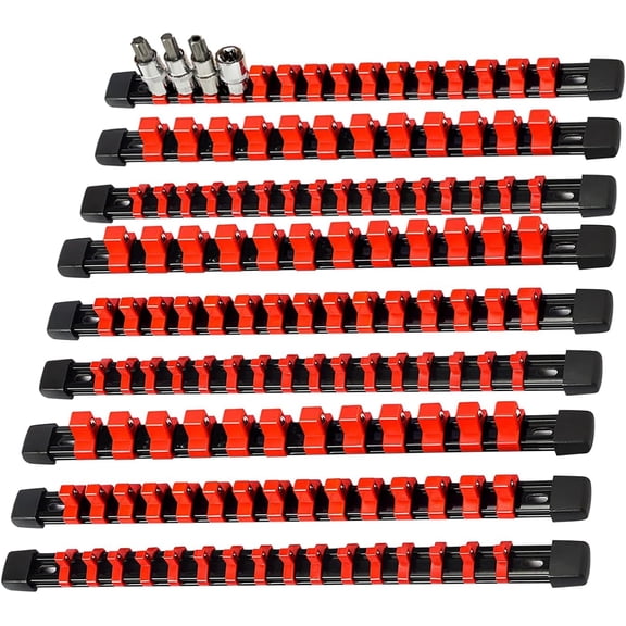 Ahot 9-Piece Socket Organizer, 1/2, 3/8 & 1/4 inch Drive ABS Socket Holder, Heavy Duty Socket Racks