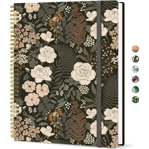 Spiral Lined Notebook, Notebooks for Work, Large Journal for Women & Men, College Ruled Journaling Notebook for Writing, Plastic Cover Spiral Journal