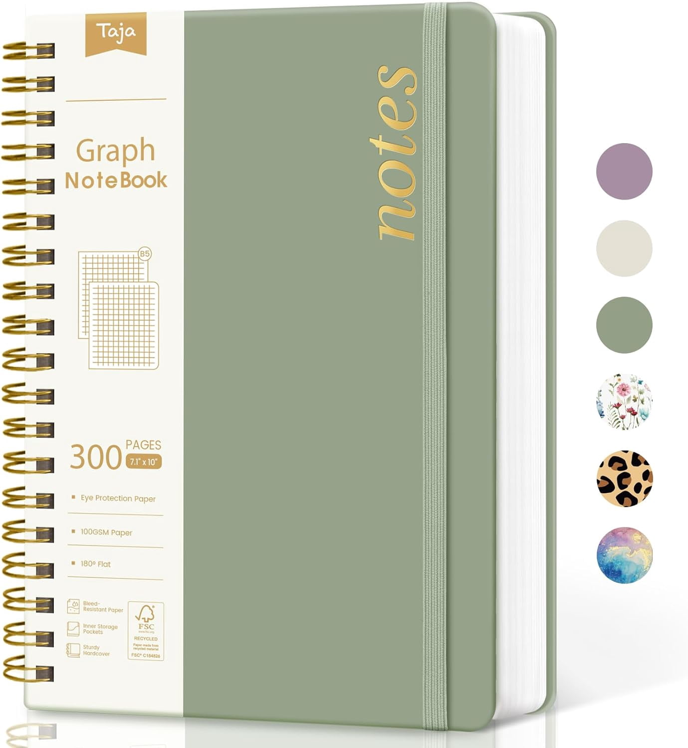 Ahot Paper Notebook Journal for Work, 300 Pages, Thick B5 (7.1"x10") Grid Journals for Women & Writing, Hardcover Notebook for Note Taking, Perfect for Work School Note Taking Business, Green