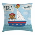thumbnail image 1 of Ahoy Its a Boy Throw Pillow Cushion Cover, Cute Baby Shower Theme It's a Boy in Nautical Style Bear and Bird in Boat, Decorative Square Accent Pillow Case, 16 X 16 Inches, Multicolor, by Ambesonne, 1 of 2