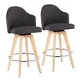 thumbnail image 1 of Ahoy Contemporary Fixed-Height Counter Stool With Natural Bamboo Legs And Round Chrome Metal Footrest With Charcoal, 1 of 7