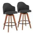 thumbnail image 1 of Ahoy Contemporary Fixed-Height Counter Stool With Walnut Bamboo Legs And Round Black Metal Footrest With Charcoal Fabric, 1 of 7