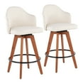 thumbnail image 1 of Ahoy Contemporary Fixed-Height Counter Stool With Walnut Bamboo Legs And Round Black Metal Footrest With Cream Fabric, 1 of 7
