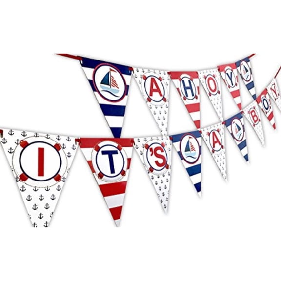 Ahoy It's A Boy Nautical Baby Shower Banner Pennant