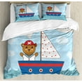 thumbnail image 1 of Ahoy Its a Boy Duvet Cover Set King Size, Cute Baby Shower Theme It's a Boy in Nautical Style Bear and Bird in Boat, Decorative 3 Piece Bedding Set with 2 Pillow Shams, Multicolor, by Ambesonne, 1 of 3