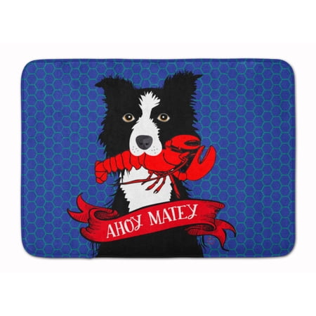 Ahoy Matey Nautical Border Collie Machine Washable Memory Foam Mat