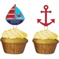 thumbnail image 1 of Ahoy Matey Sailboat Animals Cute Baby Shower Party Decoration Cupcake Toppers, 1 of 1