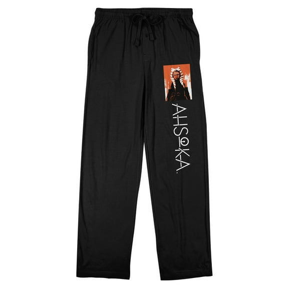Ahsoka Disney+ Ahsoka On Orange Background Men's Black Sleep Pajama Pants-3XL
