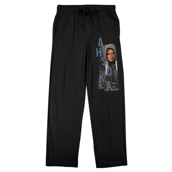 Ahsoka Disney+ Ahsoka With Gray Text Men's Black Sleep Pajama Pants-Medium