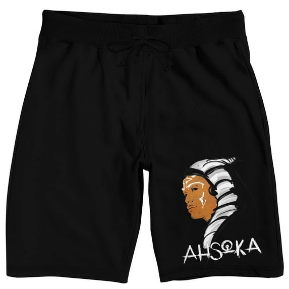 Ahsoka Disney+ Painted Character Art Men's Black Lounge Shorts-3XL