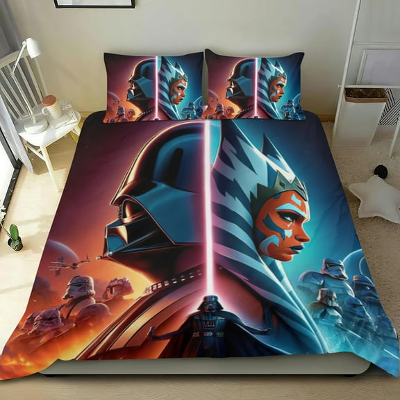 Ahsoka Tano Themed Bed Sheet Set Three Piece Set 53x79 In ches Comfortable And Skin Friendly Unique Design Creating A Star Gifts For Family Friends fans