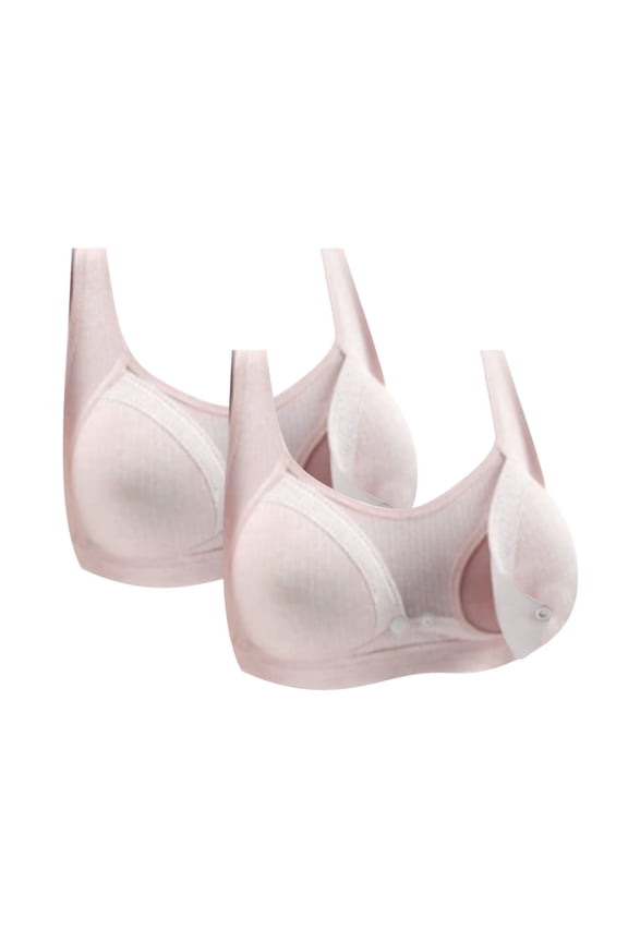 2pack Nursing Bras for Breastfeeding Women Maternity Bra Front Buckle Breastfeeding Bralette 2 Pink XL