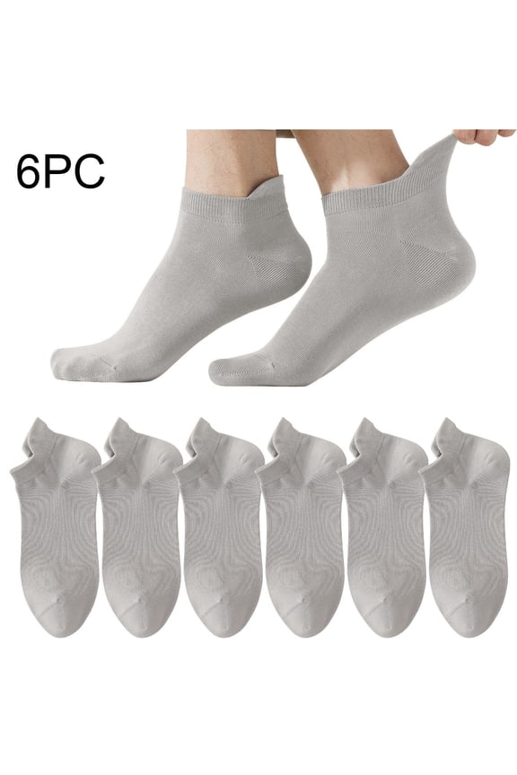 6 Pairs No Show Men Socks, Low Cut Ankle Sock, Men Short Socks Casual Cotton Socks Non Slip Liner Footies Thin Socks Lightweight Socks, Gray